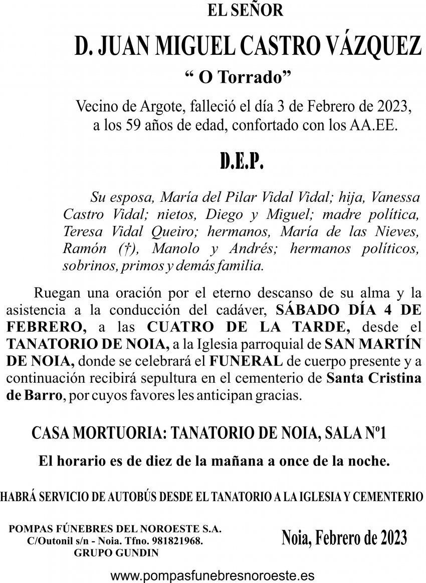 23 01 ESQUELA   Juan Miguel Castro Vázquez