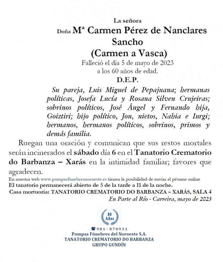 Perez de Nanclares Sancho, Maria Carmen