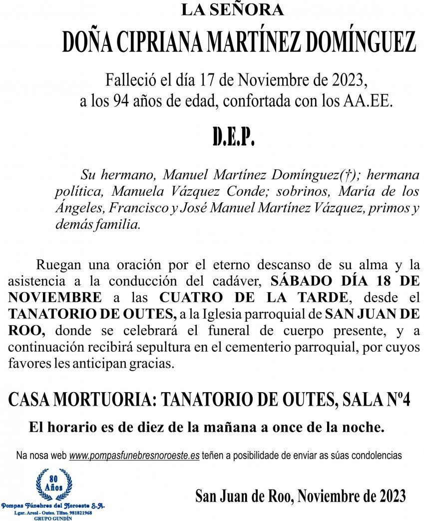 11 23 Esquela CIPRIANA MARTÍNEZ DOMÍNGUEZ