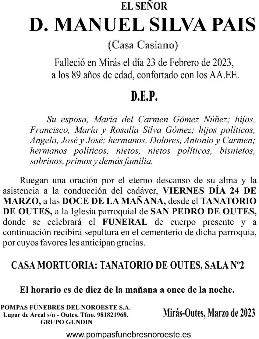 23 01 ESQUELA   Manuel Silva Pais