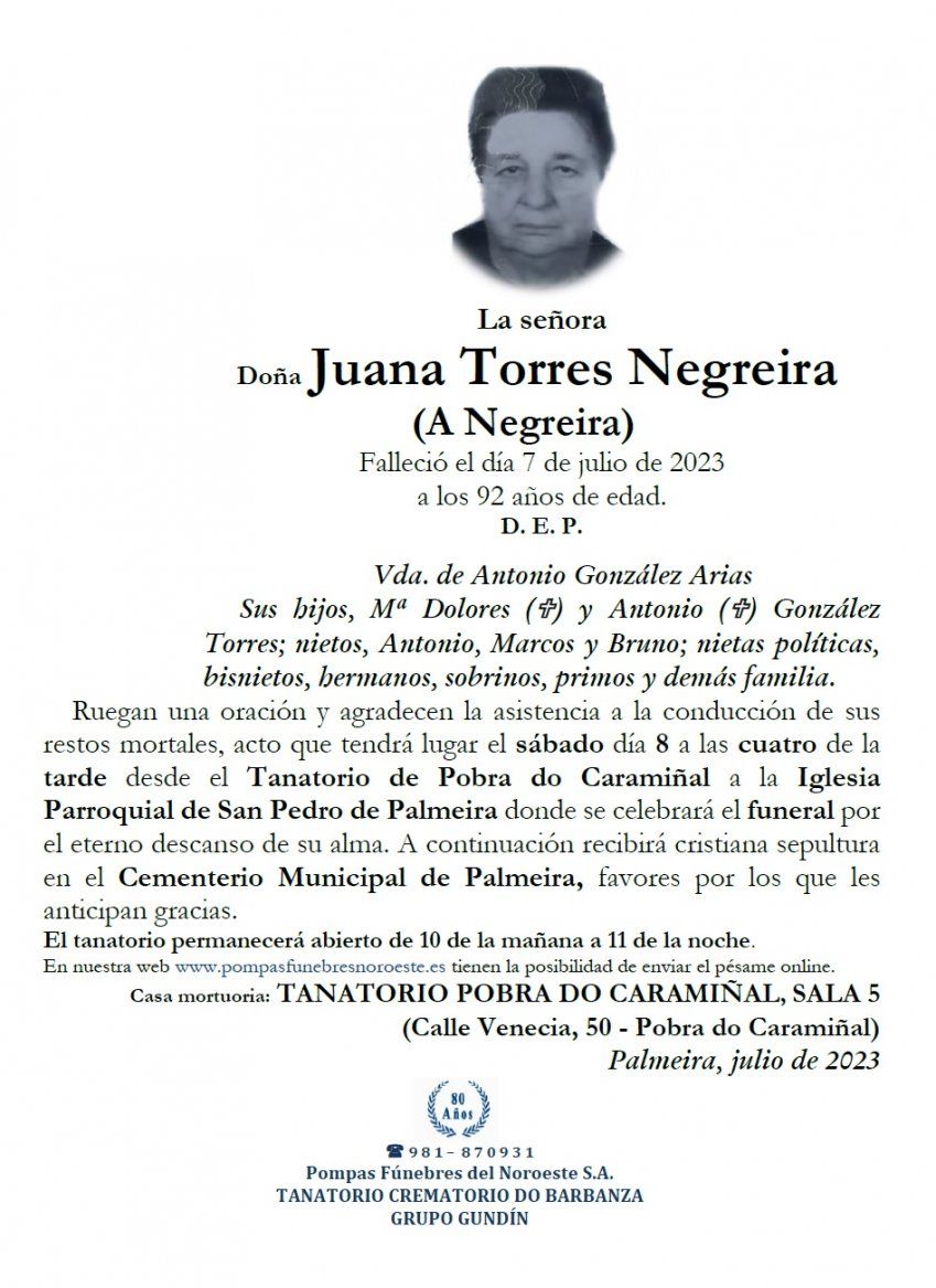 Torres Negreira, Juana