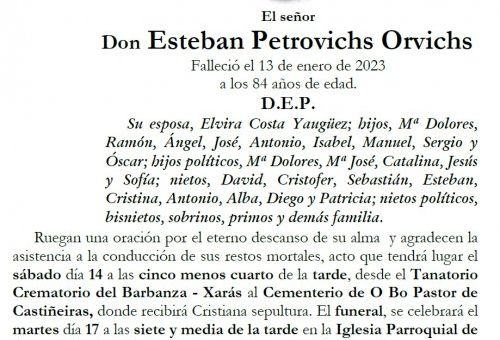Petrovichs Orvichs, Esteban