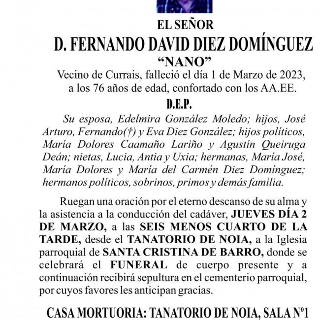 23 02  ESQUELA   Fernando David Díez Domínguez