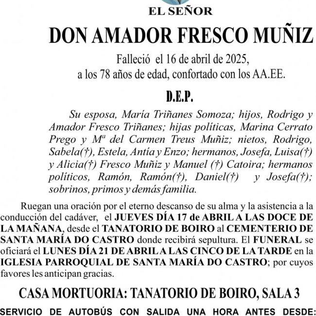 esquela semana santa 2025 amador fresco muñiz