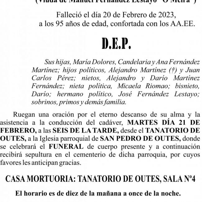 23 02  ESQUELA   Cándida Martínez Rodríguez