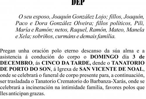 ESQUELA GALEGO  Doras Olveira Barreiro