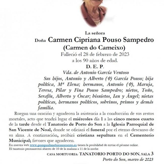 Pouso Sampedro, Carmen Cipriana