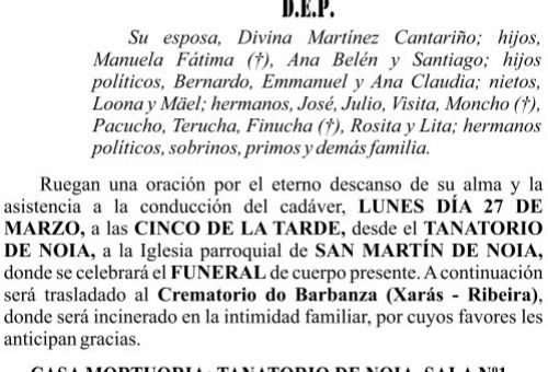 Esquela Jaime Lema Peña