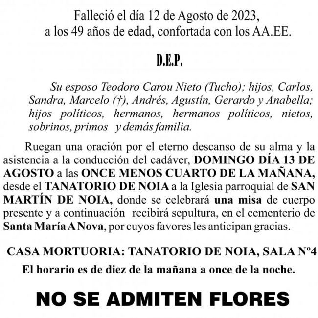 08 23 Esquela, Elenita Jaqueline Dalo Candido