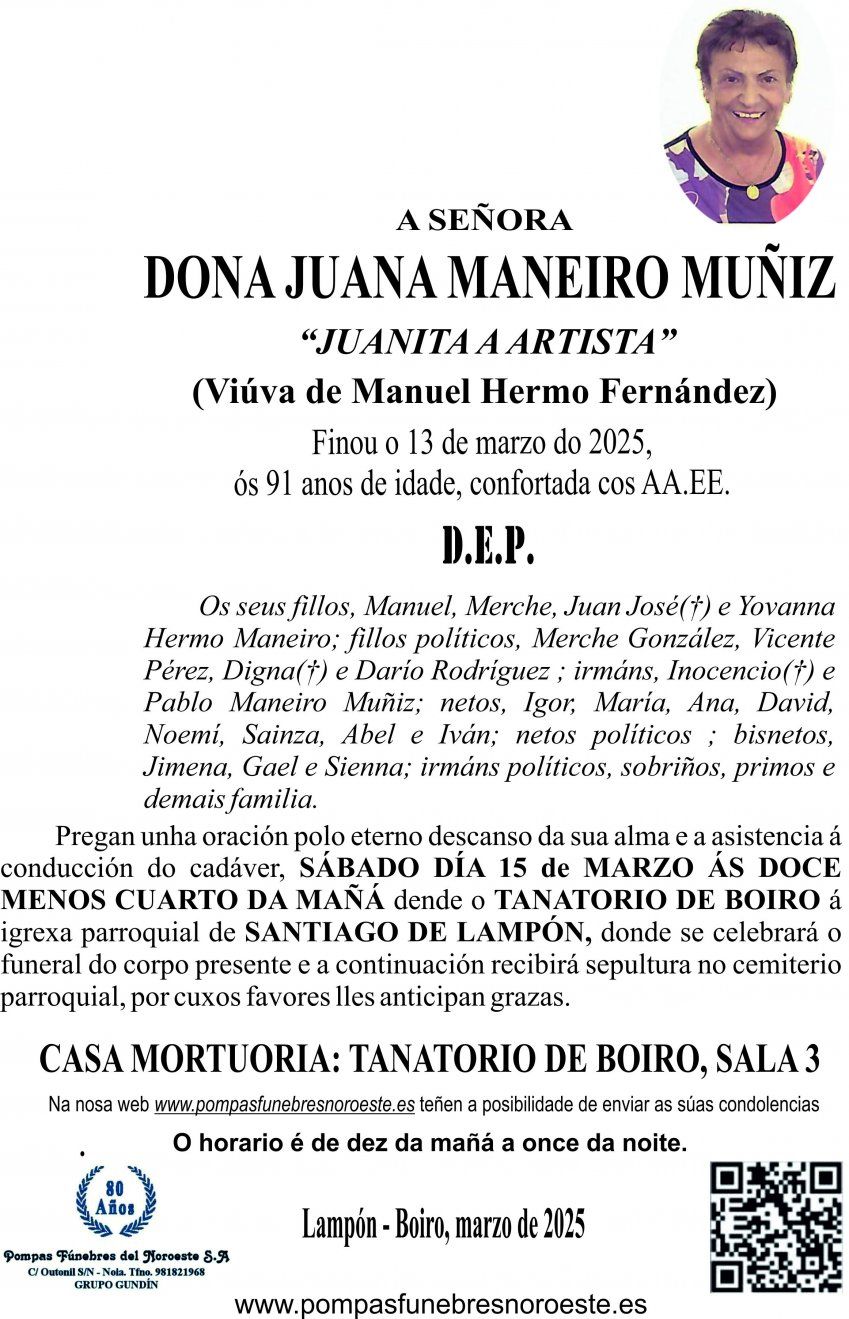 ESQUELA 2025   juana maneiro muñiz