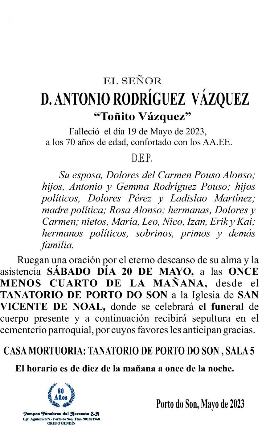 23 05 ESQUELA  Antonio Rodríguez Vázquez
