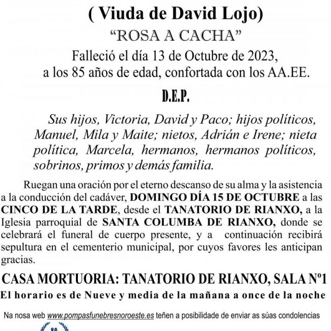 09 23 Esquela ROSA VICENTE ALCALDE