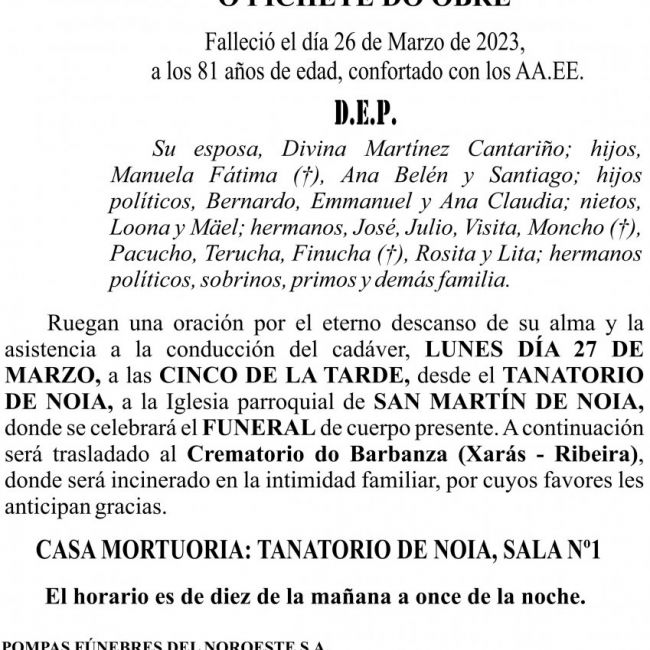 Esquela Jaime Lema Peña
