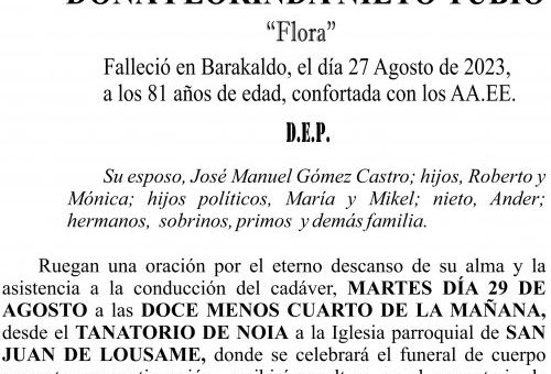 08 23 Esquela, Florinda Nieto Tubío