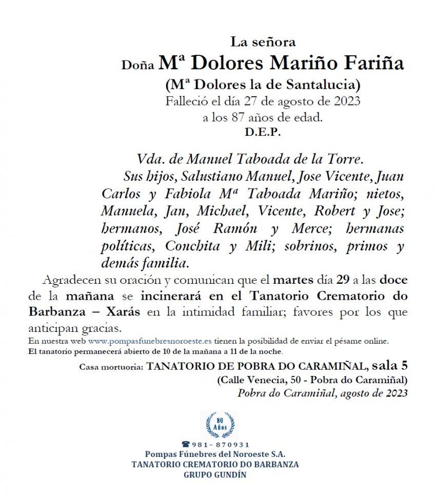 Mariño Fariña, Mª Dolores