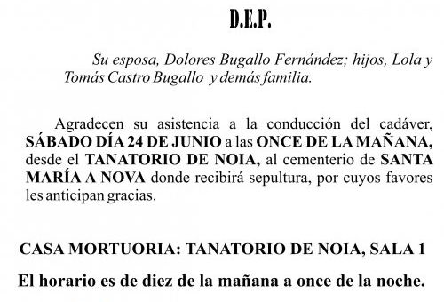 23 06 Esquela, TOMAS CASTRO NIETO