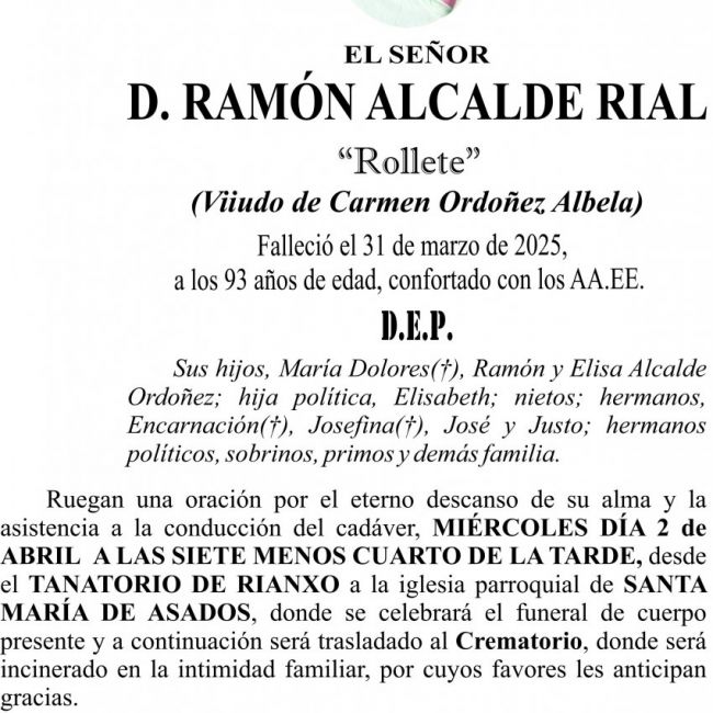 ESQUELA 2025   RAMON ALCALDE RIAL