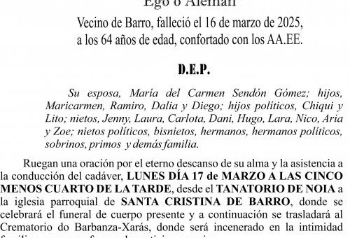 Esquela  2025 Diego del Río Hermida