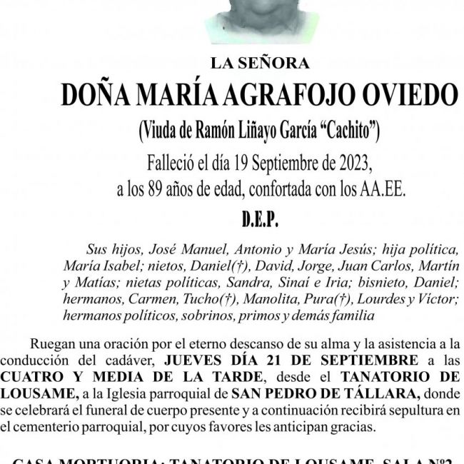 09 23 Esquela María Agrafojo Oviedo