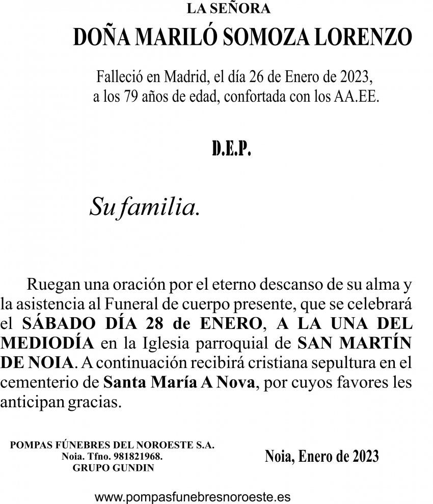 23 01 ESQUELA Mariló Somoza Lorenzo