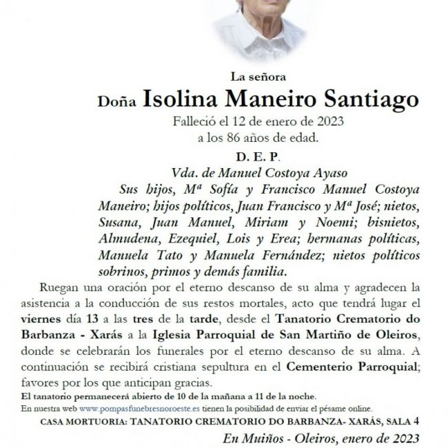 Maneiro Santiago, Isolina