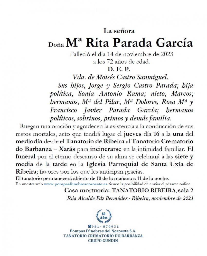 Parada Garcia, Mª Rita
