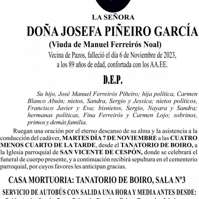 11 23 Esquela Josefa Piñeiro García