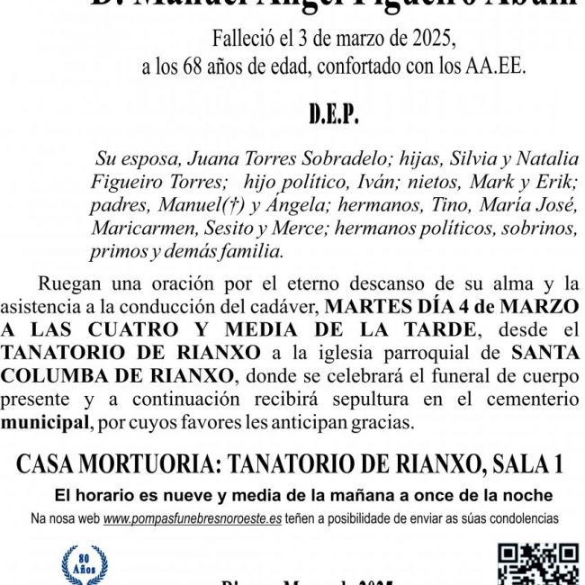 25 03 ESQUELA    Manuel Ángel Figueiro Abuín