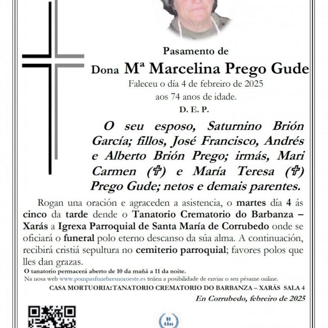Mª MARCELINA PREGO GUDE