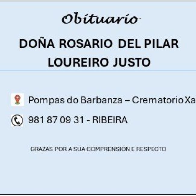 obitario de rosario del pilar loureiro justo