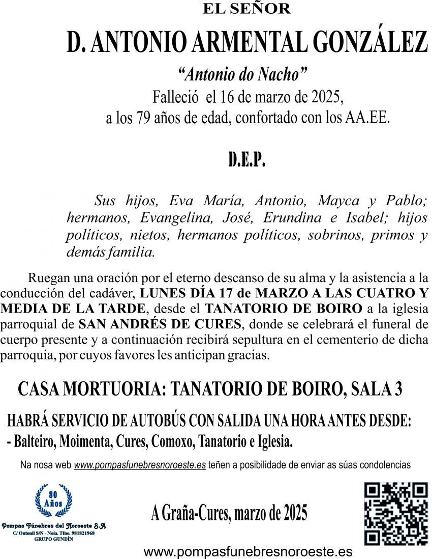 25 03 ESQUELA    Antonio Armental González