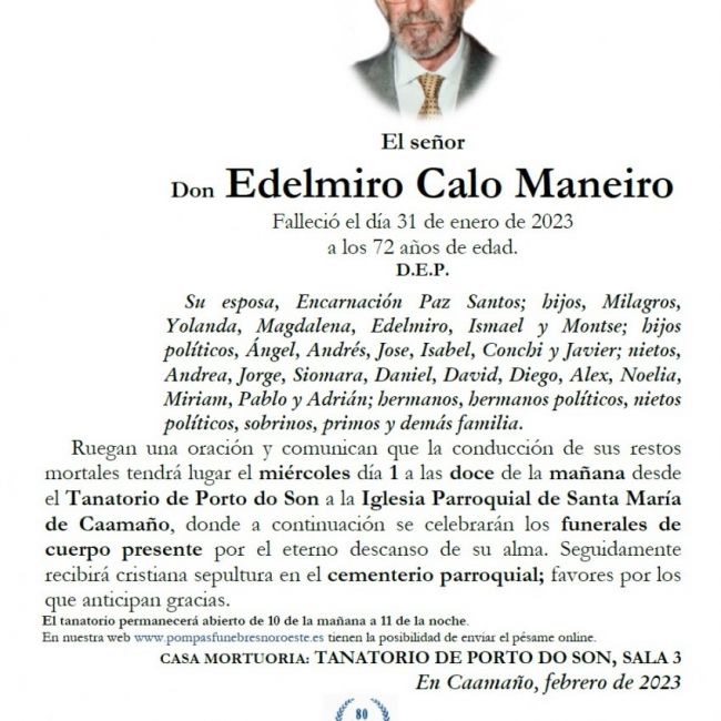 Calo Maneiro, Edelmiro