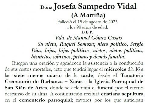 Sampedro Vidal, Josefa
