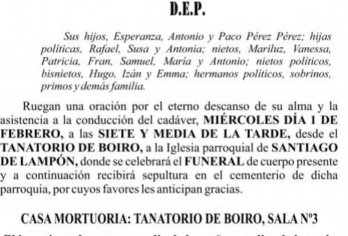 23 01 ESQUELA   Francisco Pérez Romero