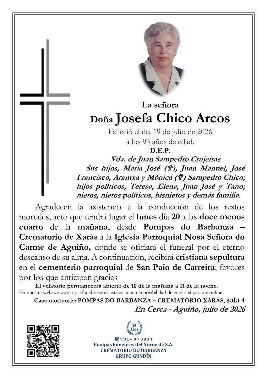 Tana Xaras Aguiño Carreira Josefa Chico Arcos con foto