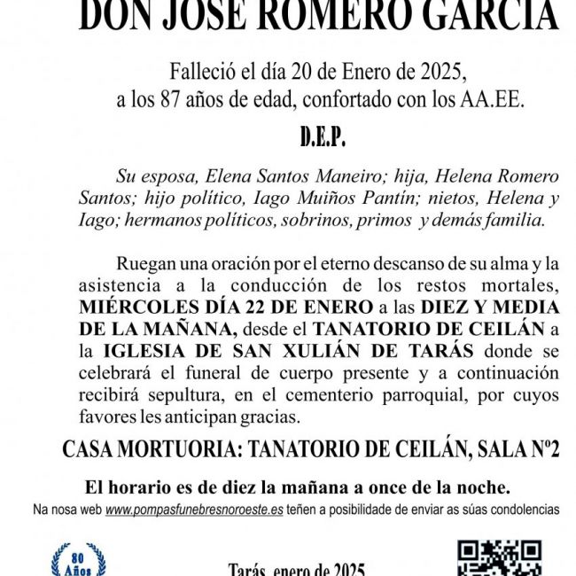2025 Esquela, José Romero García