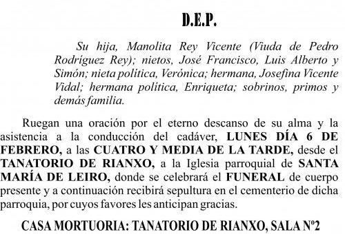 2023 ESQUELA  Valentina Vicente Vidal   Rianxo