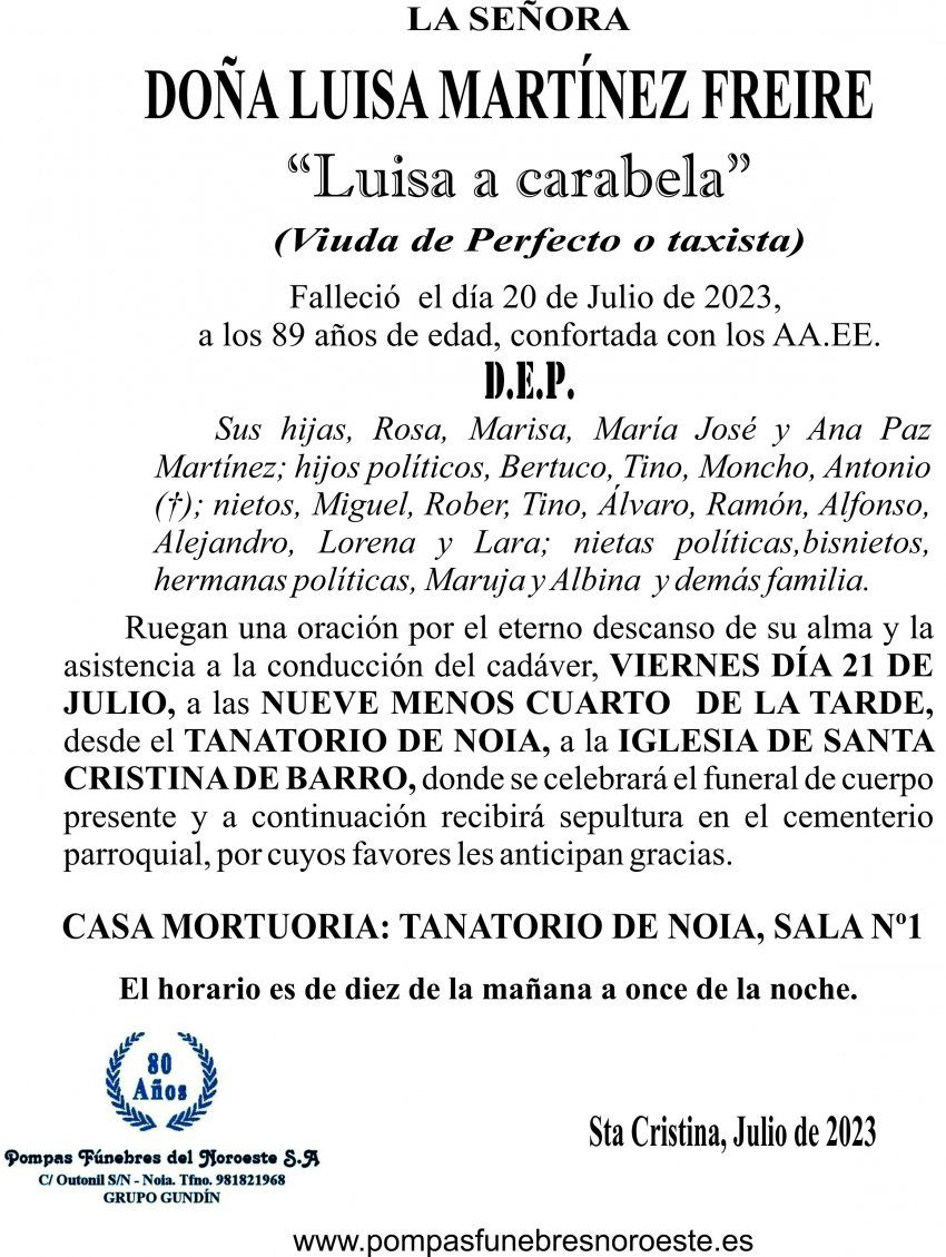 23 06 ESQUELA    Luisa Martínez Freire