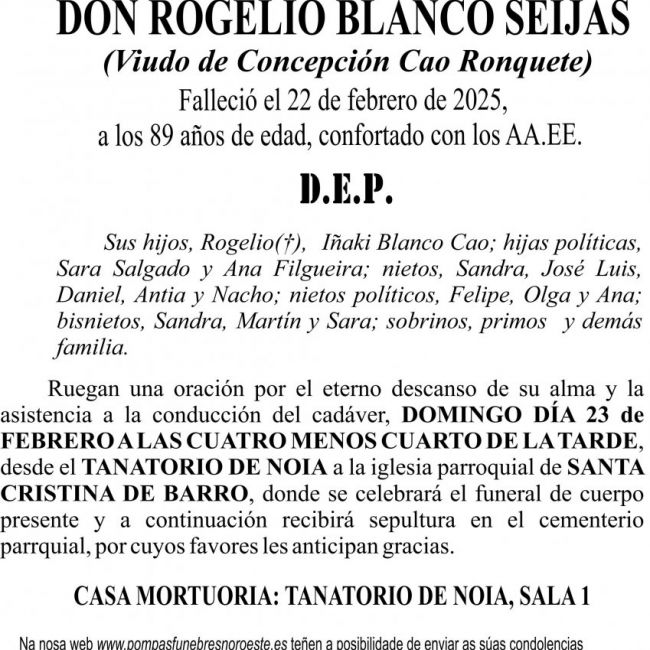 Esquela  25 ROGELIO BLANCO SEIJAS