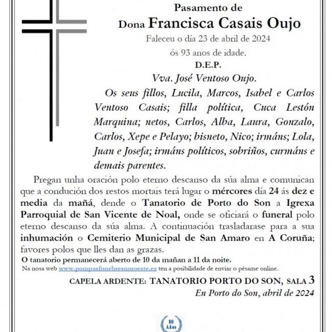 Casais Oujo, Francisca