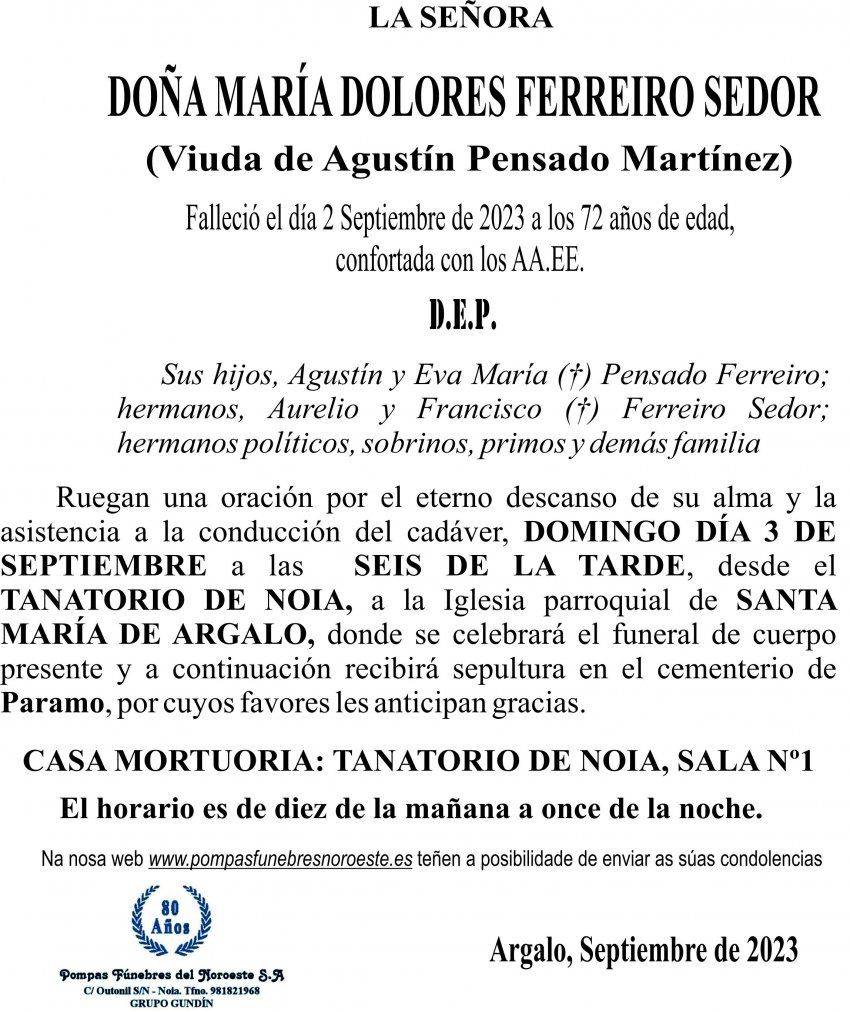 08 23 EsquelaMaría Dolores Ferreiro Sedor
