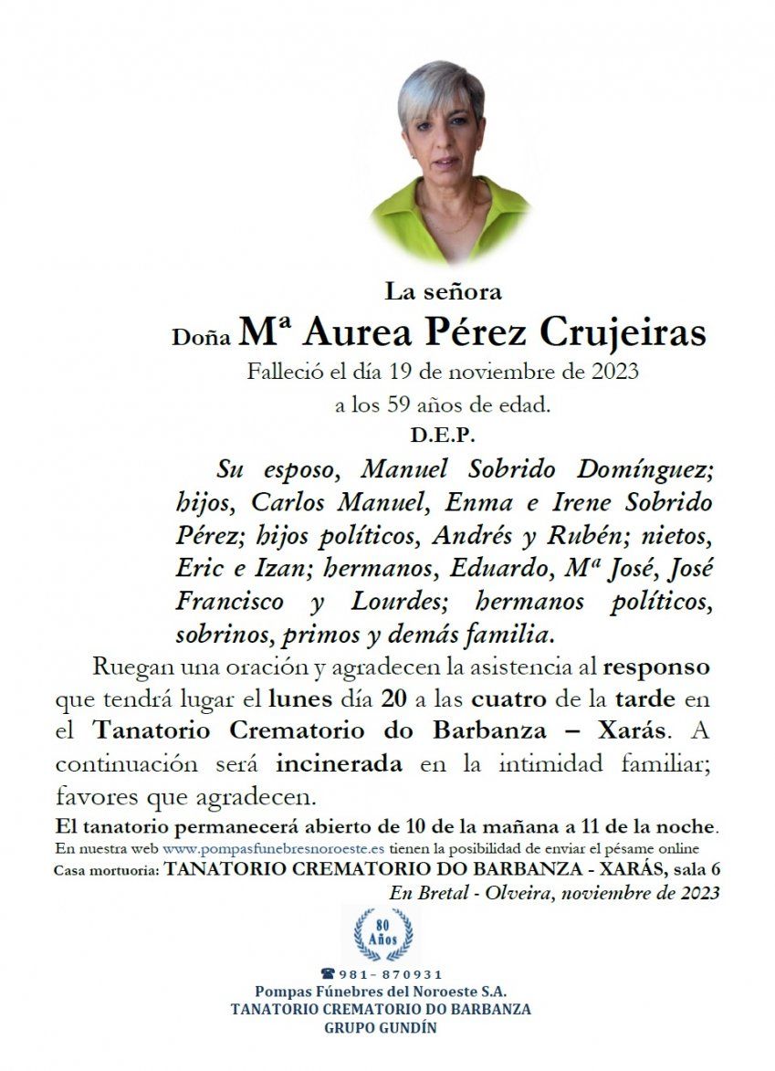 Pérez Crujeiras, Mª Aurea