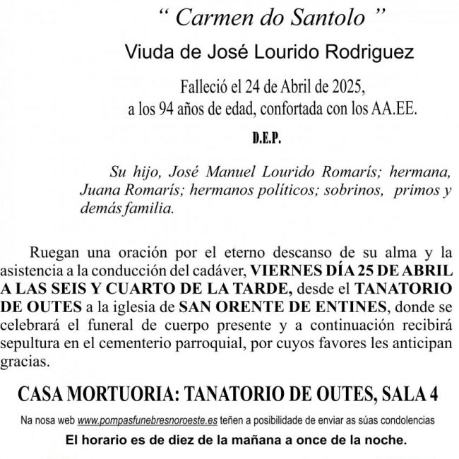 ESQUELA 2025 CARMEN ROMARIS VILARIÑO