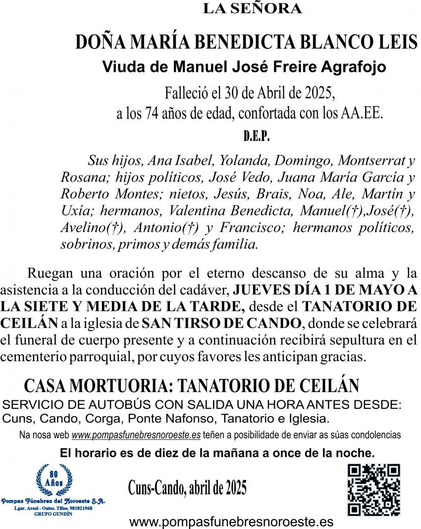 Copia de seguridad de ESQUELA 2025  BENEDICTA BLANCO LEIS