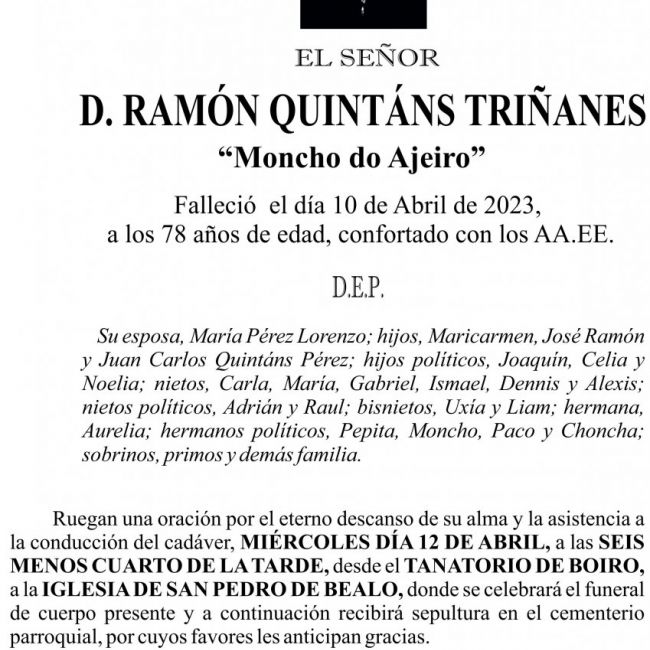 ESQUELA   Ramón Quintáns Triñanes