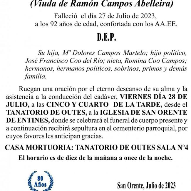 23 07 ESQUELA    Dolores Martelo Martínez