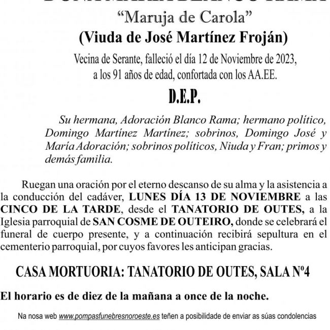 11 23 Esquela María Blanco RAma