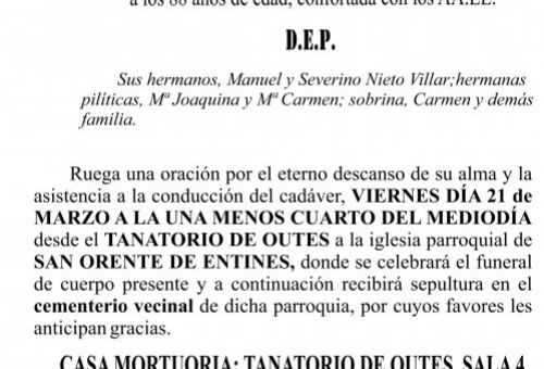 Esquela 2025   Mª Carmen Nieto Villar
