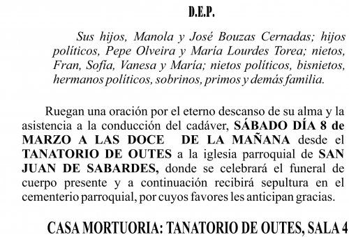Esquela 2025   María Cernadas Bouzas