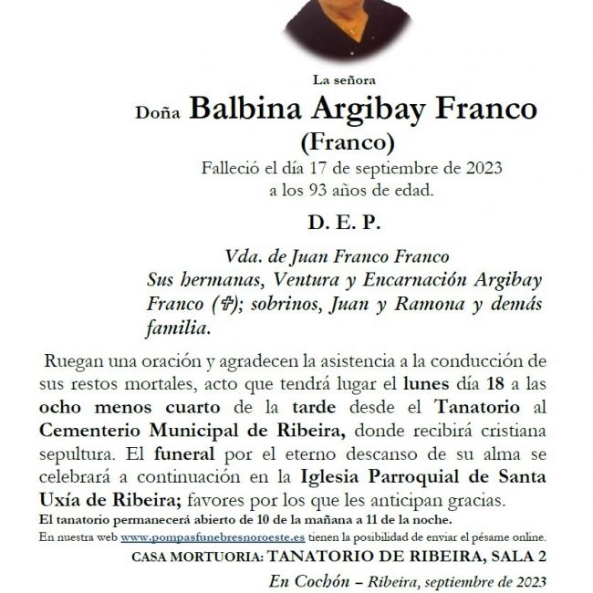 Argibay Franco, Balbina